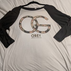 Obey floral baseball tee